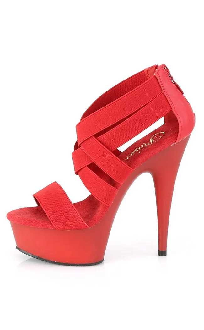 DELIGHT-669 Red Strappy Platform Heels