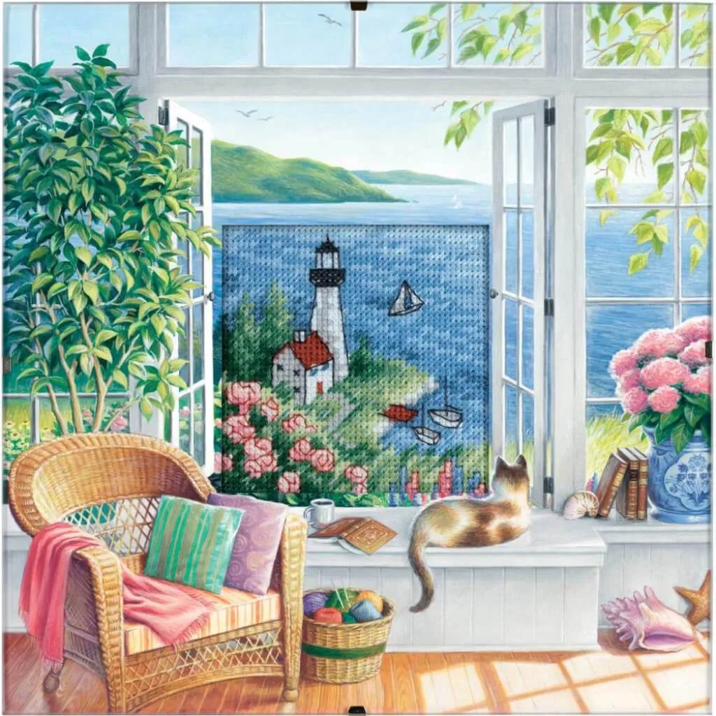 Dimensions Counted Cross Stitch Kit 8in x 8in Daydreams Beach Tranquility (18 Count)