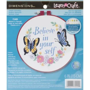 Dimensions/Learn-A-Craft Crewel Embroidery Kit 6in Round Believe In Yourself-Stitched In Thread