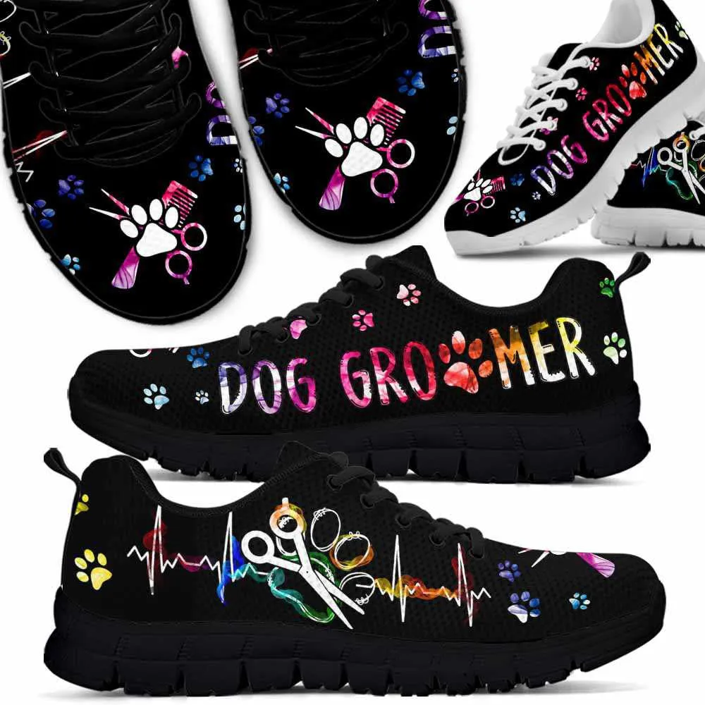 Dog Groomer Sneaker, Colorful Dog Groomer Heartbeat Sneakers Shoes, Best Running Shoes, Unique Gifts For Dog Lovers