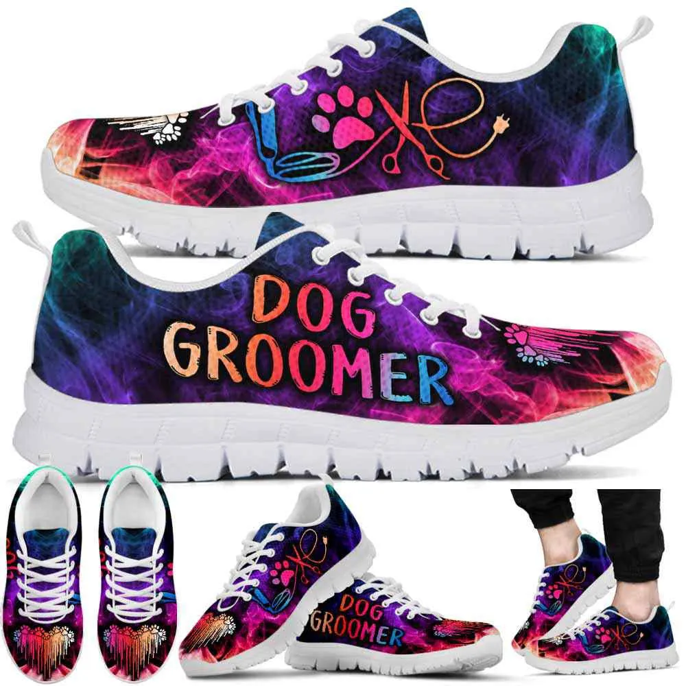 Dog Groomer Sneaker, Dog Groomer Dripping Heart Colorful Smoke Sneakers Shoes, Best Running Shoes, Unique Gifts For Dog Lovers