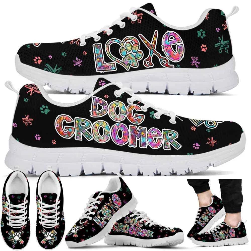 Dog Groomer Sneaker, Dog Groomer Love Colorful Floral Sneakers Shoes, Best Running Shoes, Unique Gifts For Dog Lovers