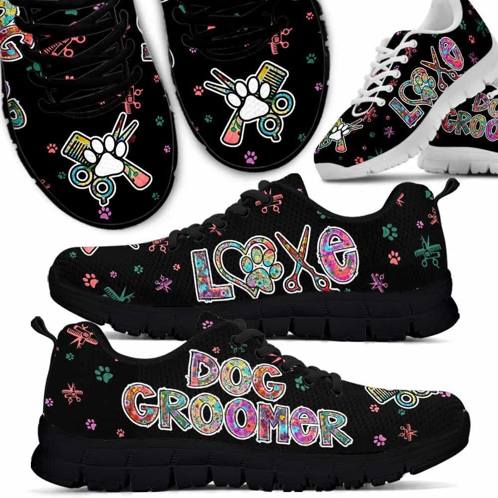 Dog Groomer Sneaker, Dog Groomer Love Colorful Floral Sneakers Shoes, Best Running Shoes, Unique Gifts For Dog Lovers