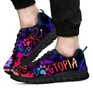 Dogtopia Rainbow Sunflower Smoke Sneakers Shoes, Dog Print Shoes, Best Running Shoes, Unique Gifts For Dog Lovers