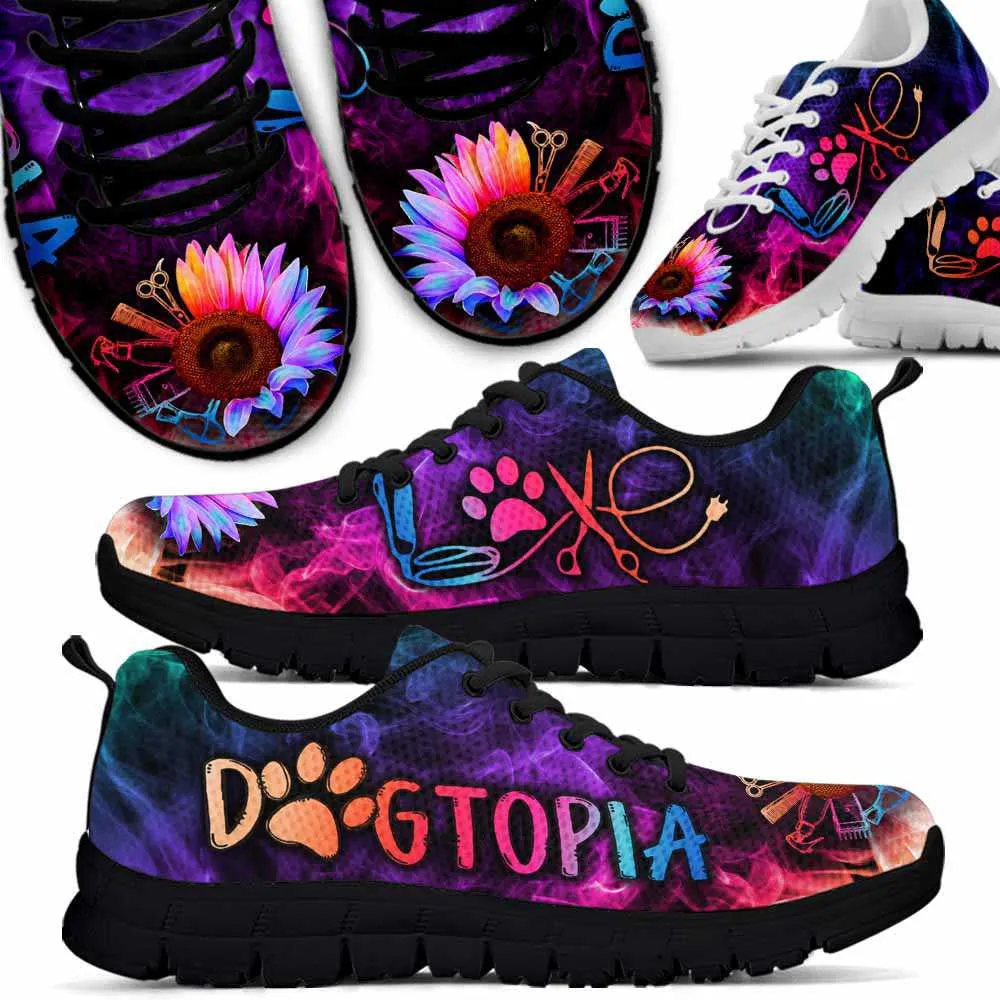 Dogtopia Rainbow Sunflower Smoke Sneakers Shoes, Dog Print Shoes, Best Running Shoes, Unique Gifts For Dog Lovers