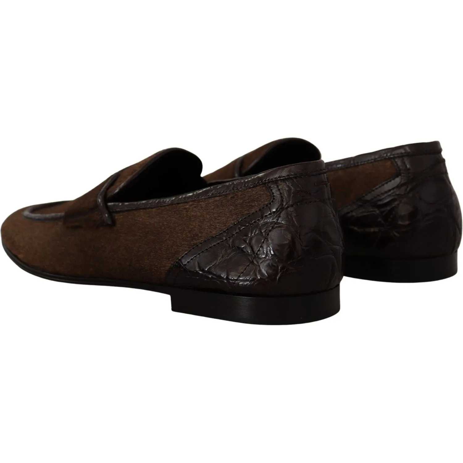 Dolce & Gabbana Elegant Brown Caiman Leather Loafers