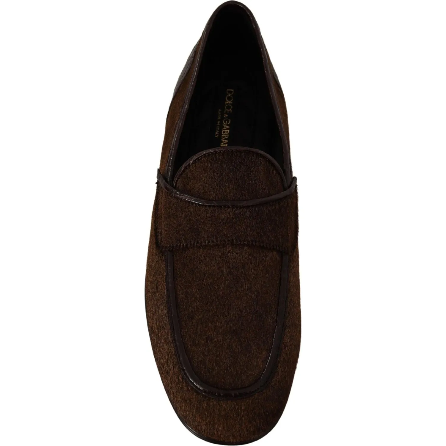 Dolce & Gabbana Elegant Brown Caiman Leather Loafers