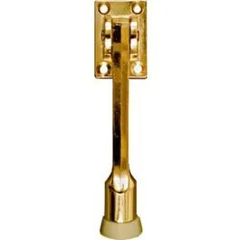 Doorstop, Wall-Mount, Kick-Down, Bright Brass, 5-In.