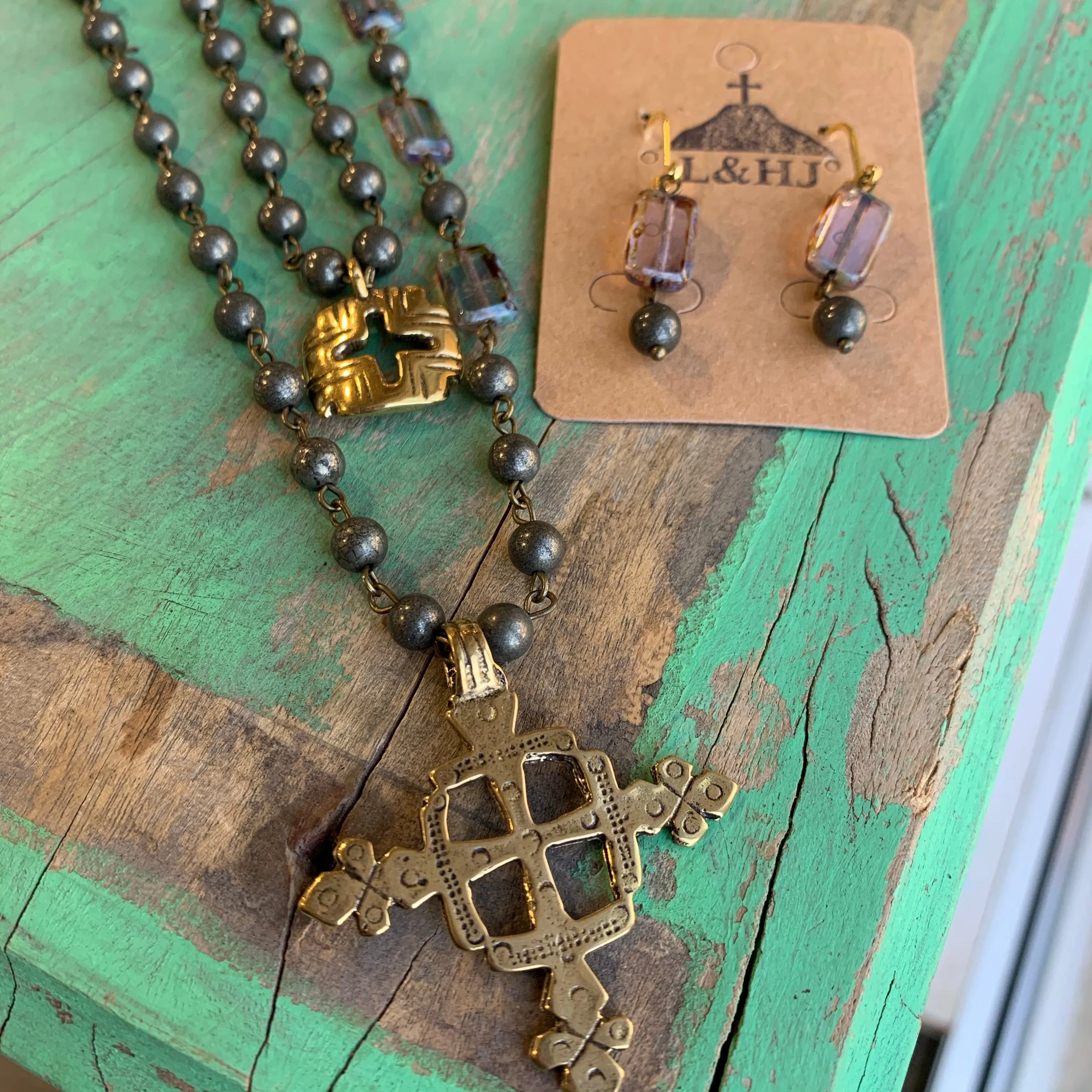 Ethiopian Cross Necklace and Earrings