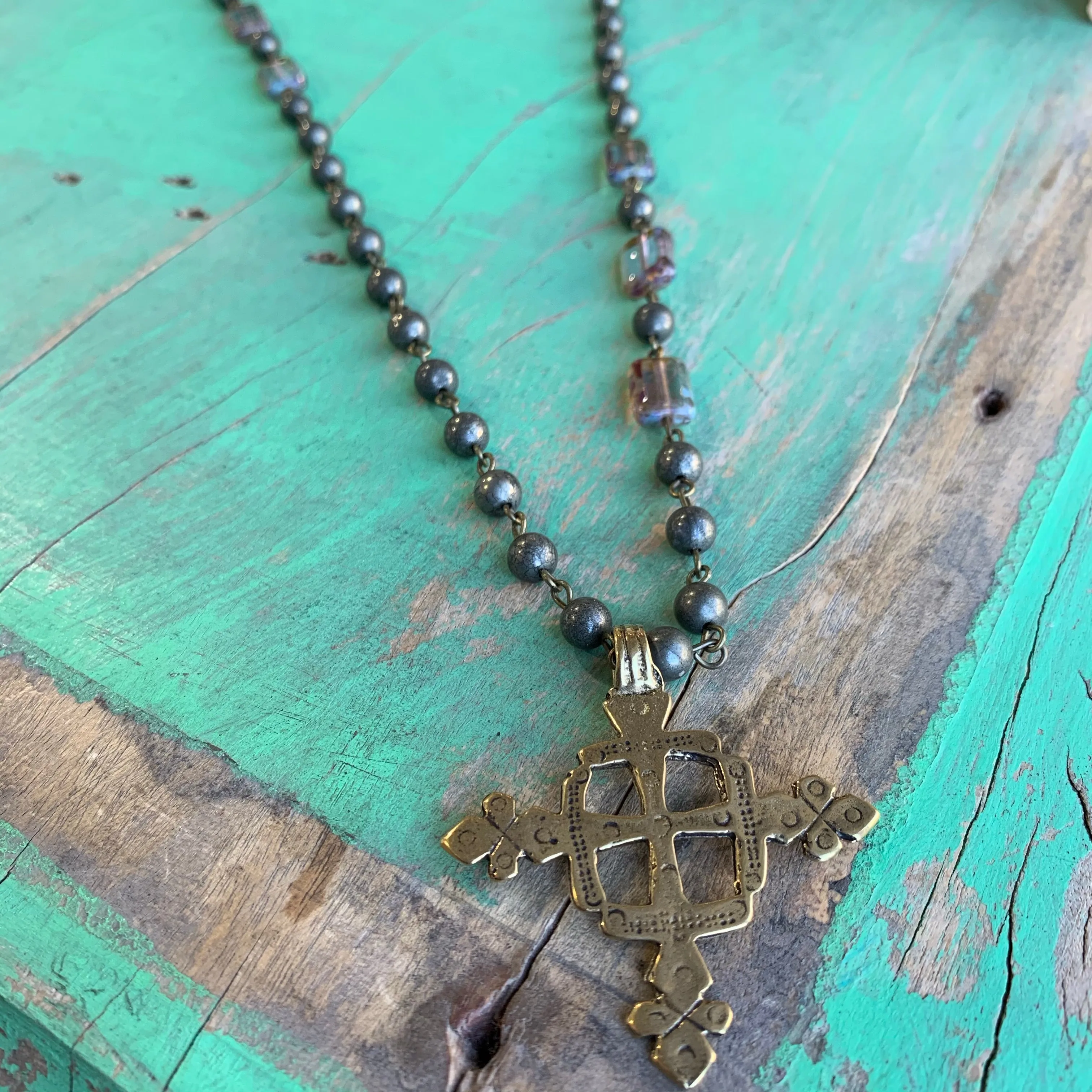 Ethiopian Cross Necklace and Earrings