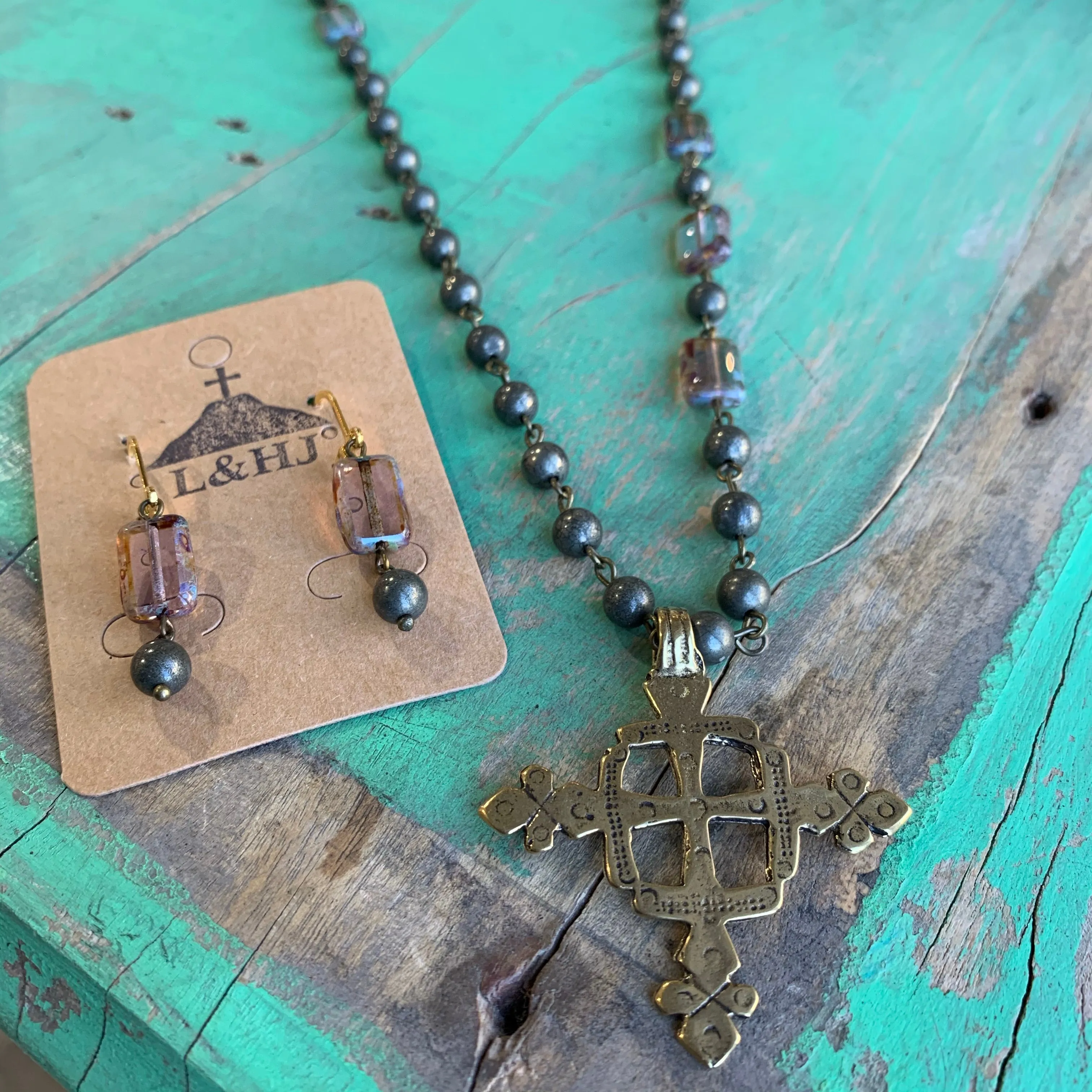 Ethiopian Cross Necklace and Earrings