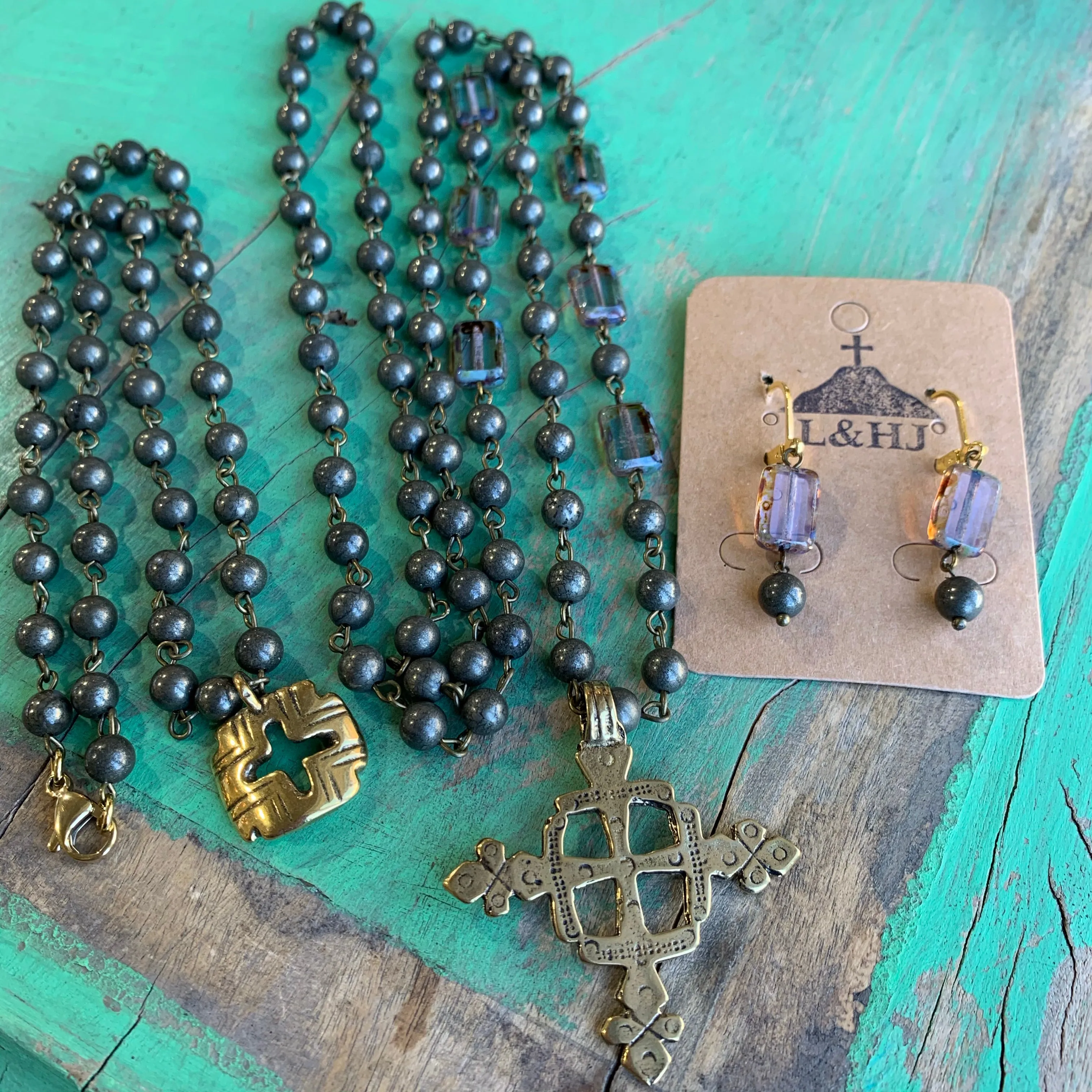 Ethiopian Cross Necklace and Earrings