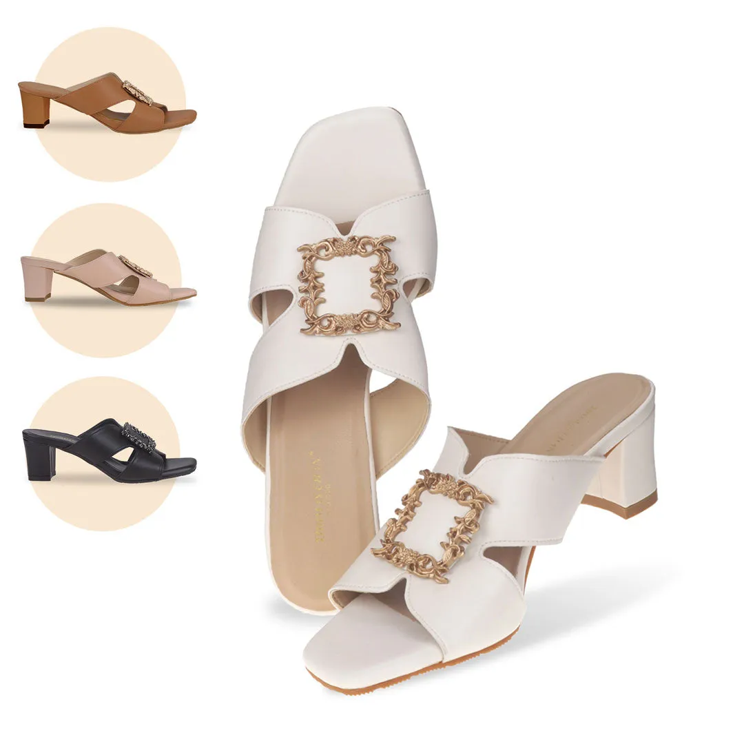 [Extra 20% off at cart] Elegant Decor Slide On Heeled Sandals