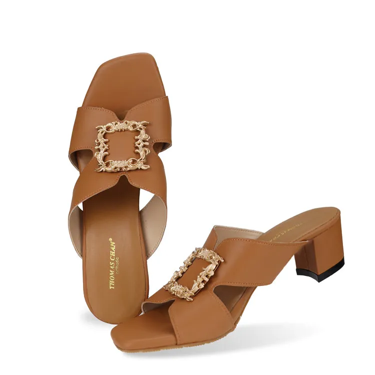 [Extra 20% off at cart] Elegant Decor Slide On Heeled Sandals