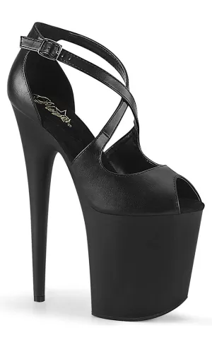 FLAMINGO-821 Black Peep Toe Platform Heels