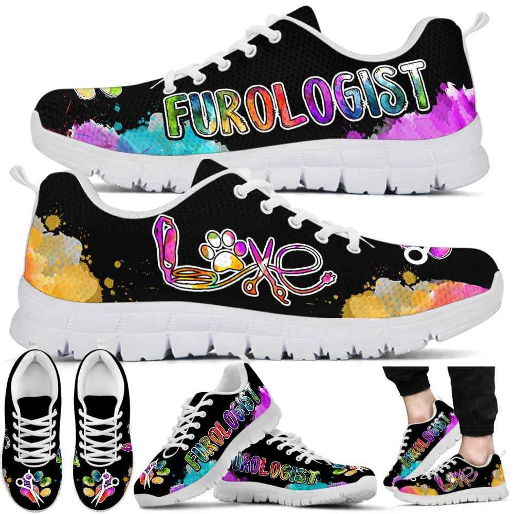 Furologist Colorful Watercolor Sneakers Shoes, Dog Print Shoes, Best Running Shoes, Unique Gifts For Dog Lovers