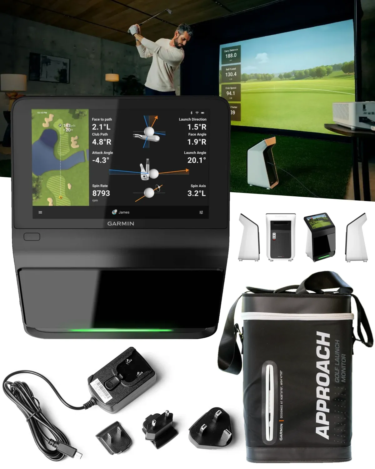 Garmin Approach R50 Premium Golf Launch Monitor and Simulator with Wearable4U Power Bank Bundle