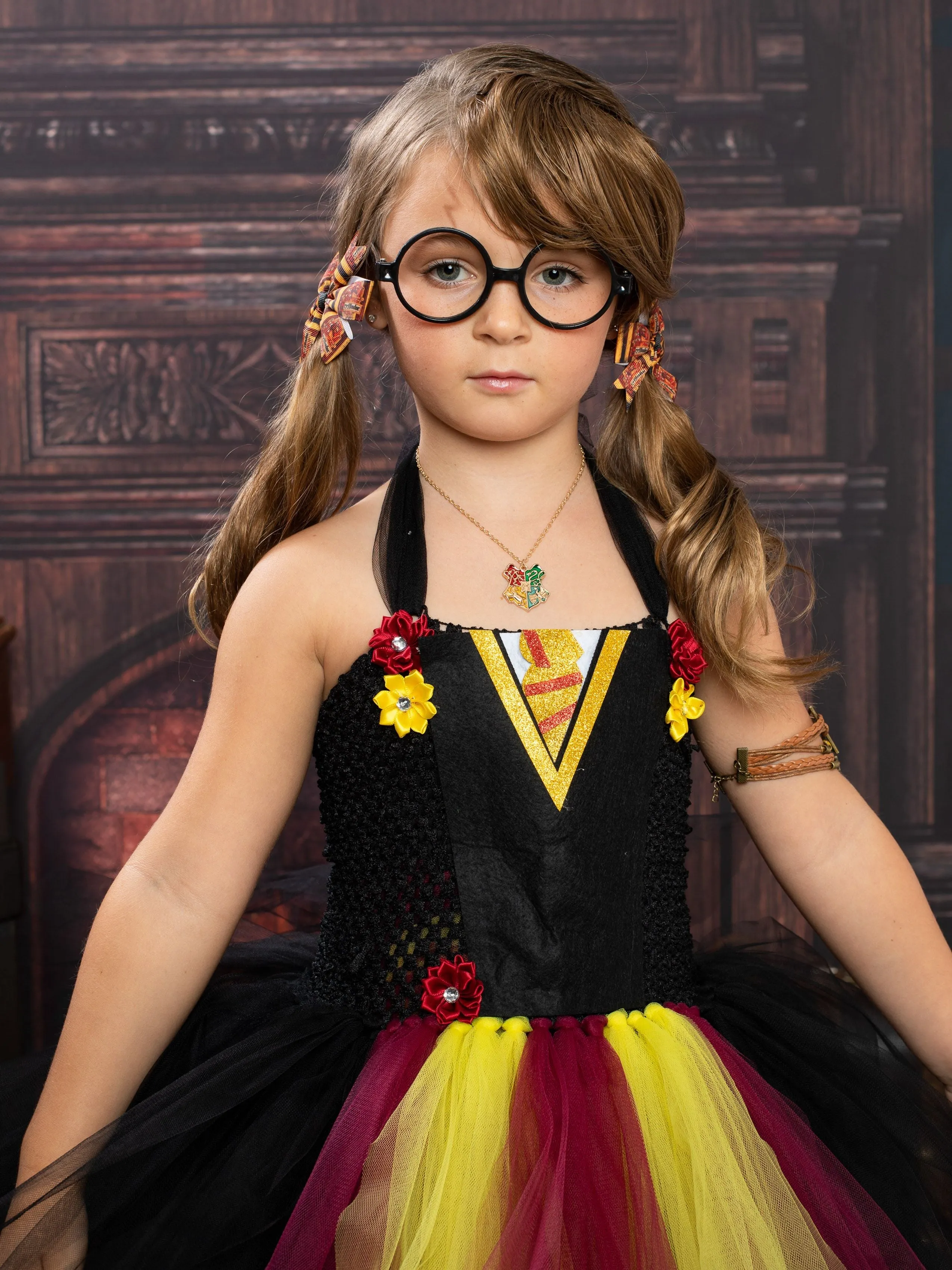 Girls Red and Gold Wizard School Tutu Costume Dress