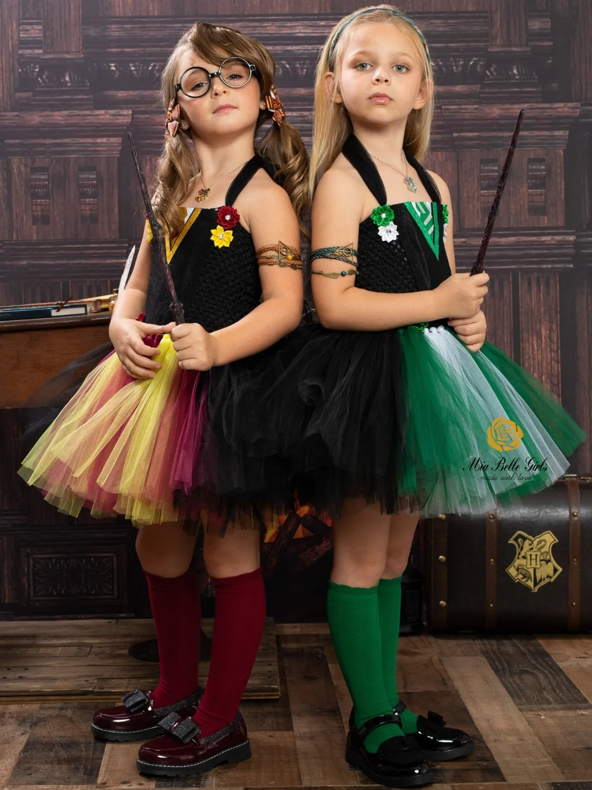 Girls Red and Gold Wizard School Tutu Costume Dress