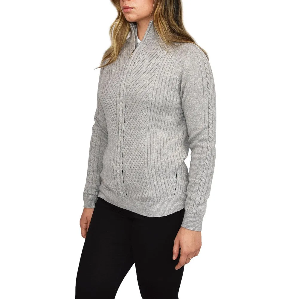 Glenmuir Women's Becca Cotton Cashmere 1/4 Knit - Light Grey Marl/Silver