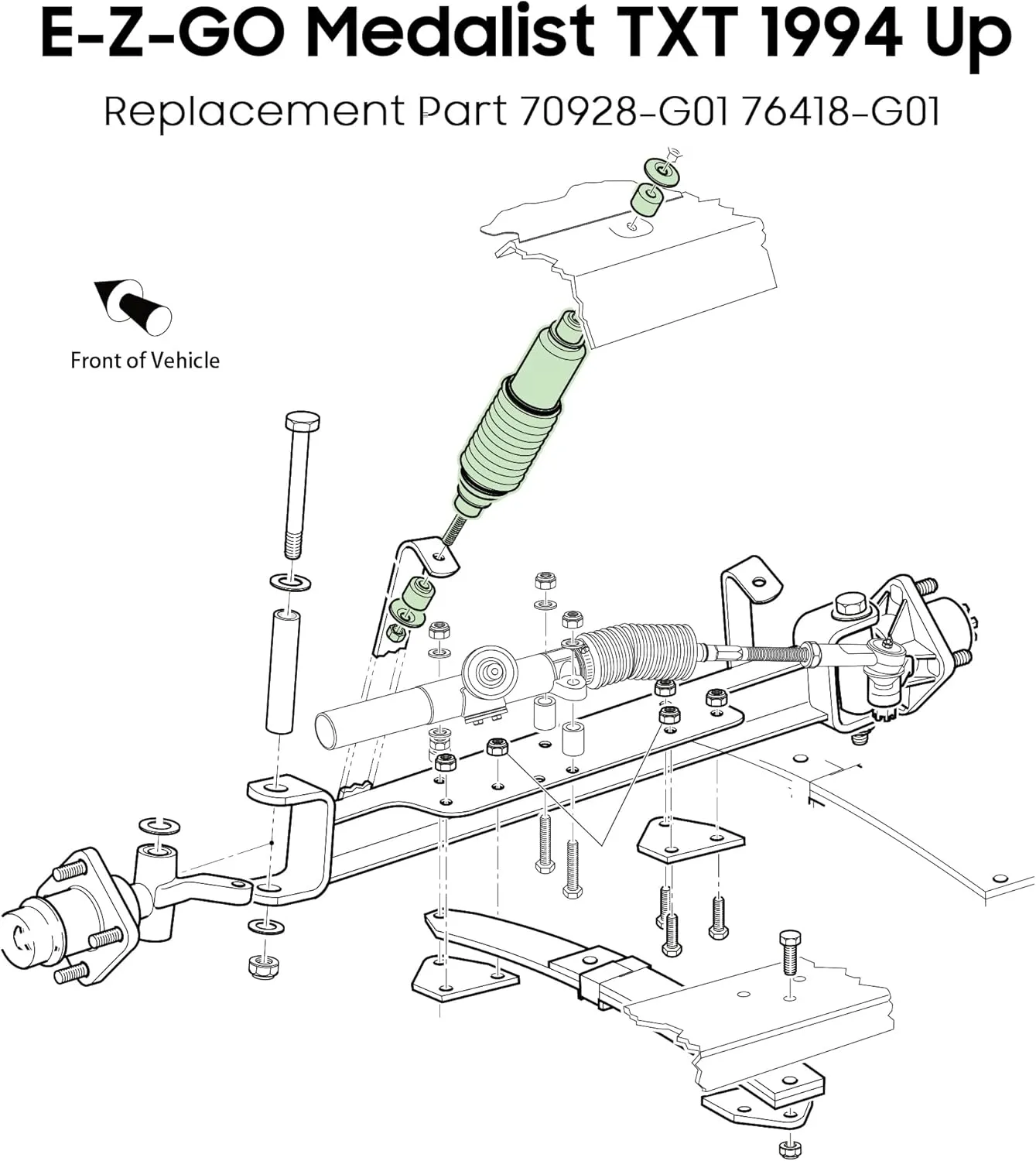 Golf Cart Heavy Duty Shock Absorber For EZGO TXT Medalist - 10L0L