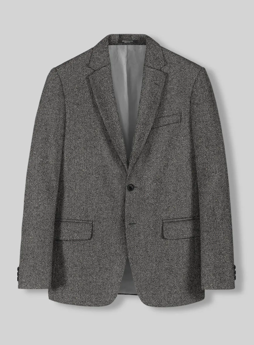 Gray Herringbone Flecks Donegal Tweed Suit