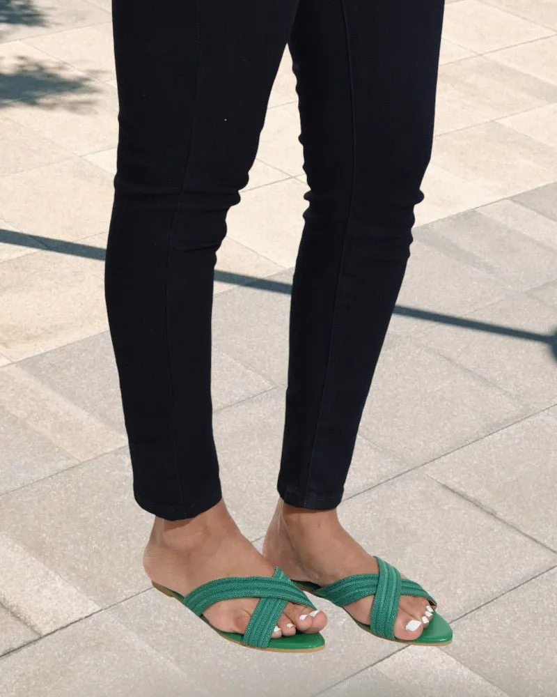 Green Criss Cross Sandals