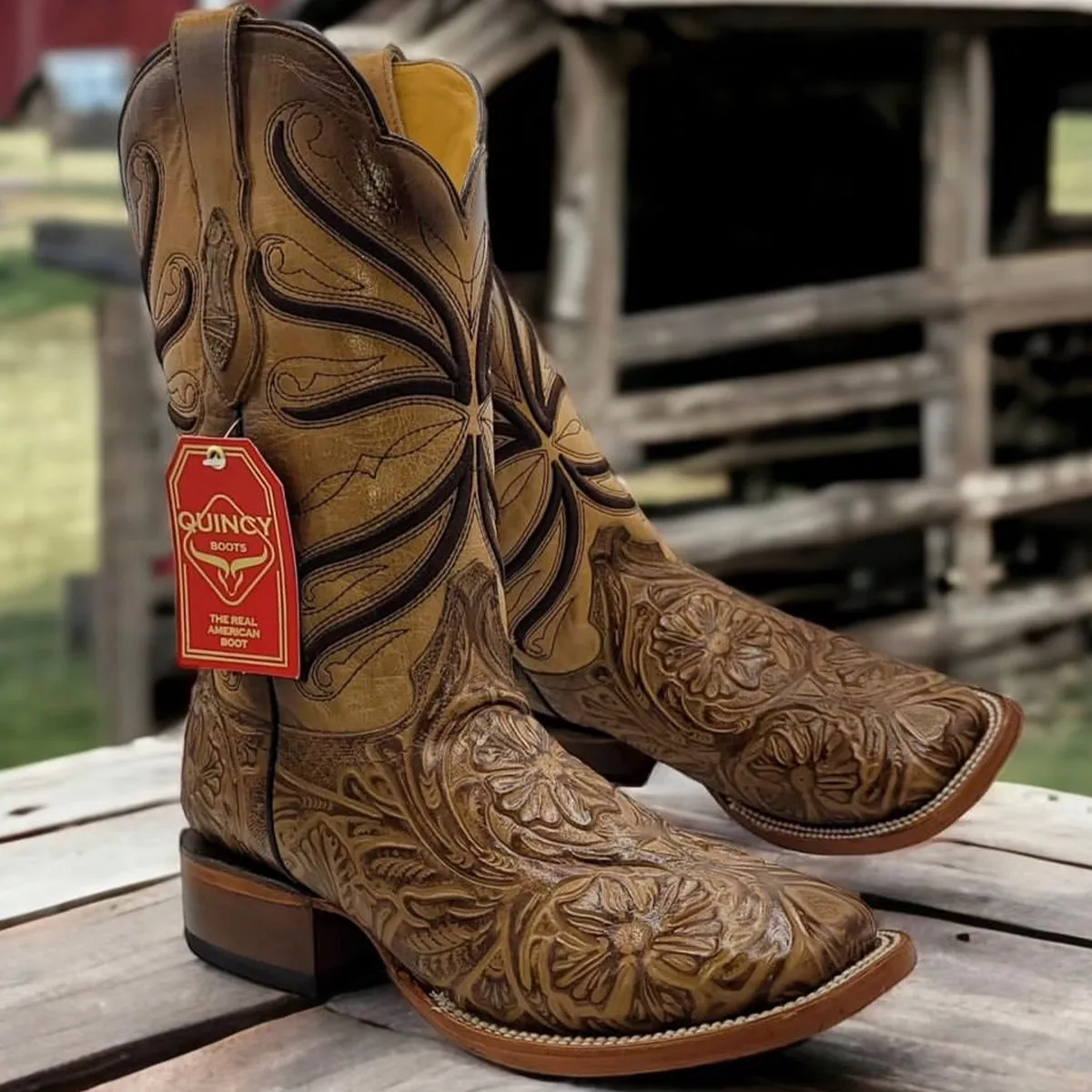 Hand-Tooled Print Cowboy Boots