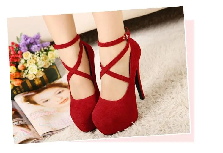 High Heel Faux Suede Platform Pumps