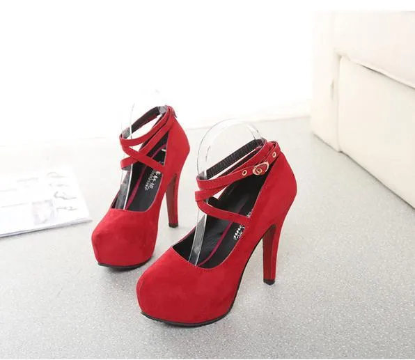 High Heel Faux Suede Platform Pumps