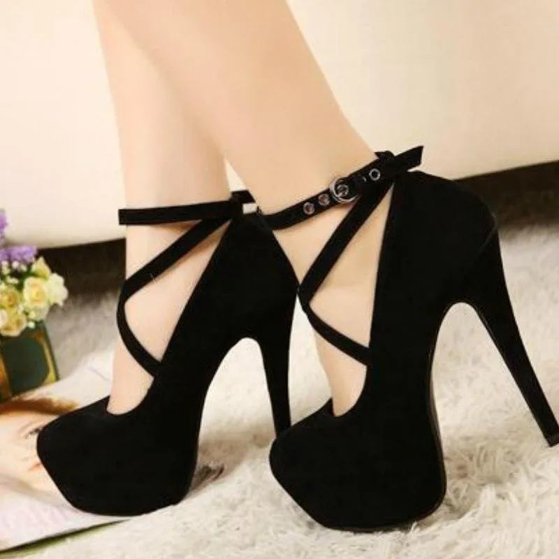 High Heel Faux Suede Platform Pumps