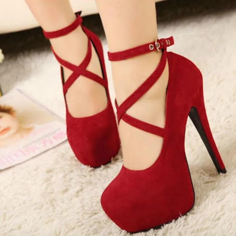 High Heel Faux Suede Platform Pumps