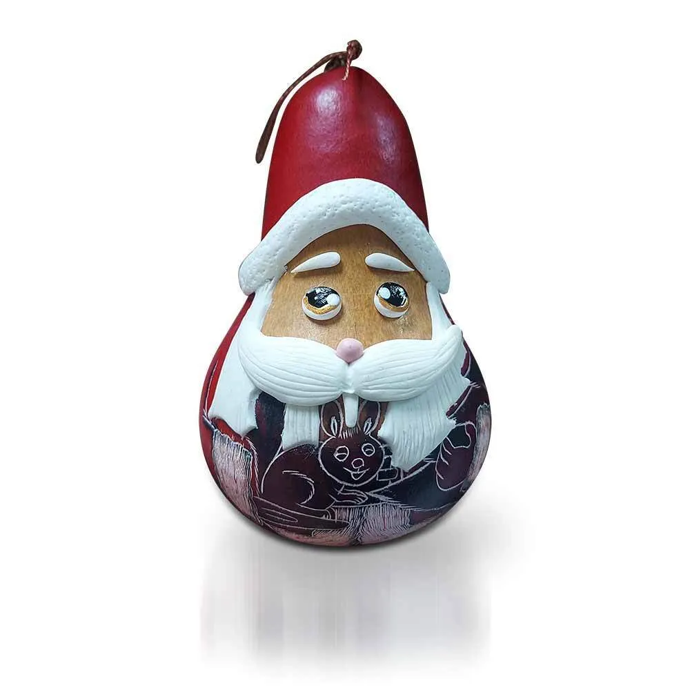 Holly Jolly Santa Gourd Ornament