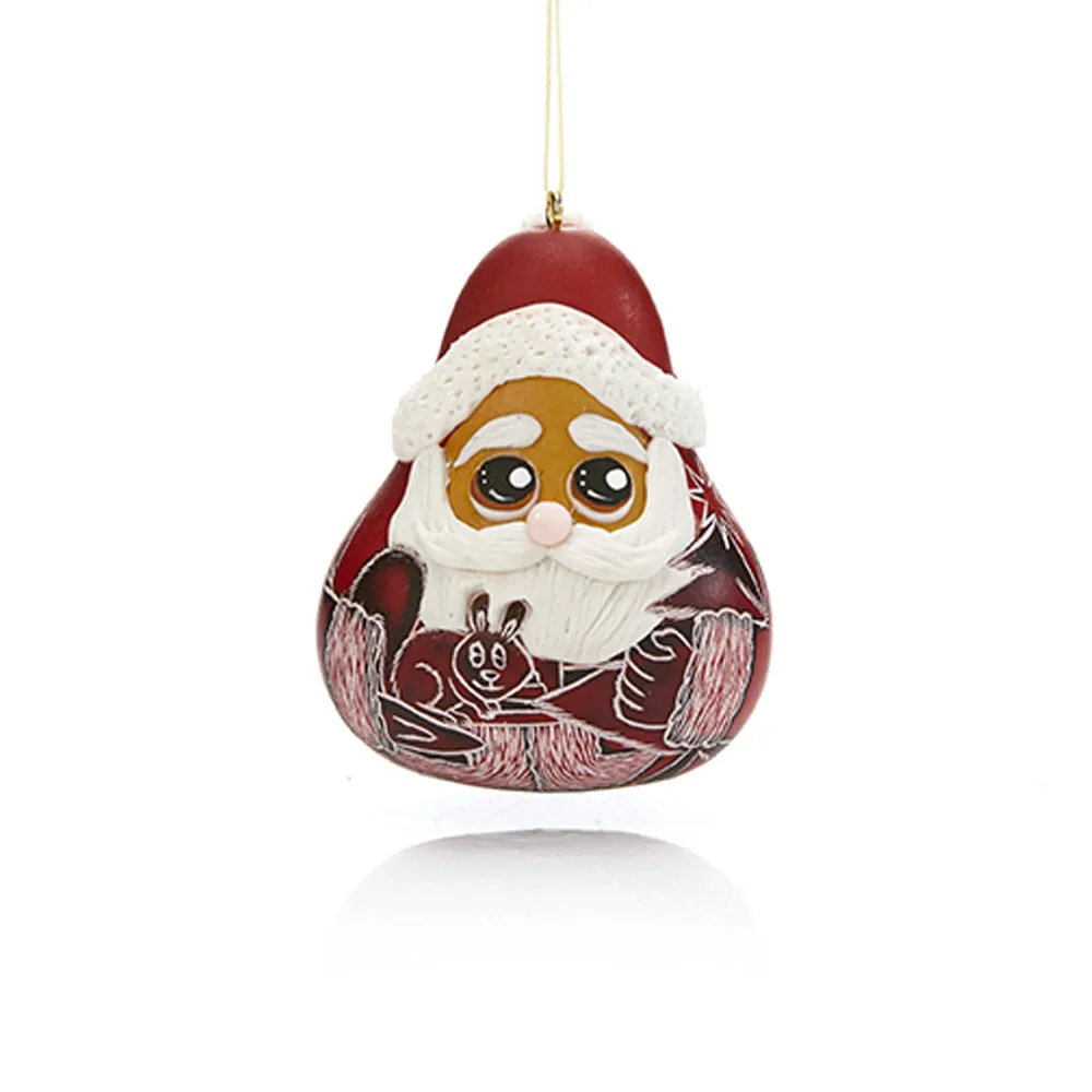 Holly Jolly Santa Gourd Ornament