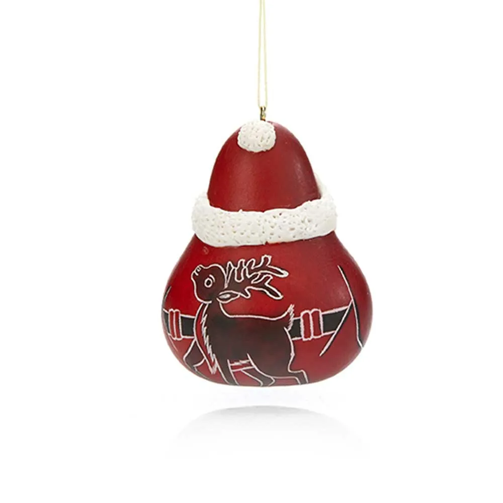 Holly Jolly Santa Gourd Ornament