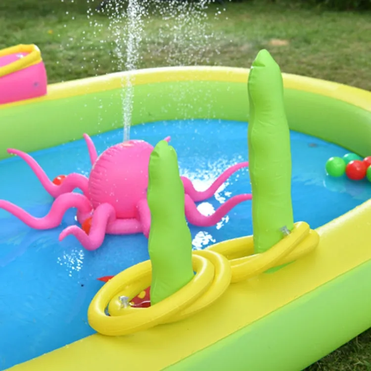 Home Large Cartoon Animal Drama Pool Water Spray Inflatable Swimming Pool Slide Pool( Slide Spray Water)