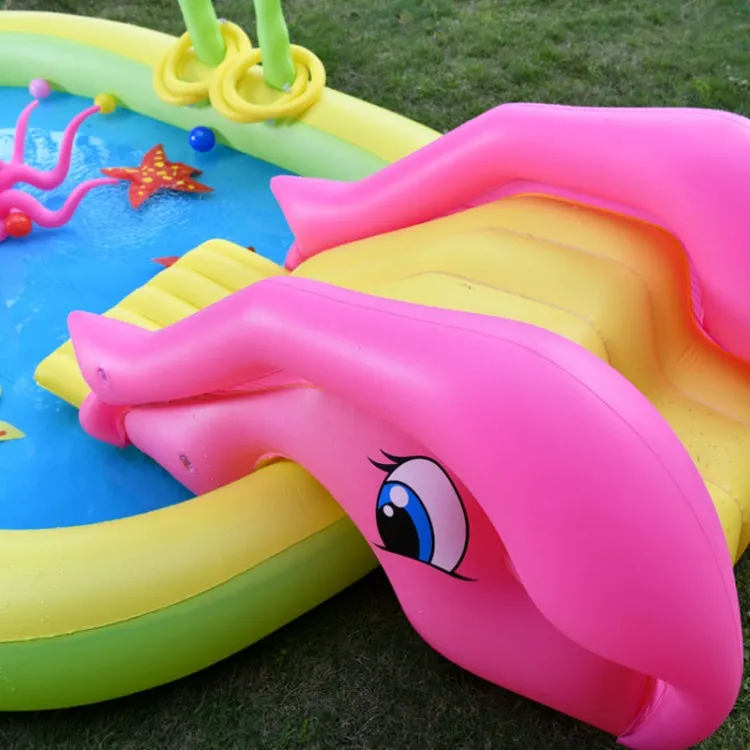 Home Large Cartoon Animal Drama Pool Water Spray Inflatable Swimming Pool Slide Pool( Slide Spray Water)