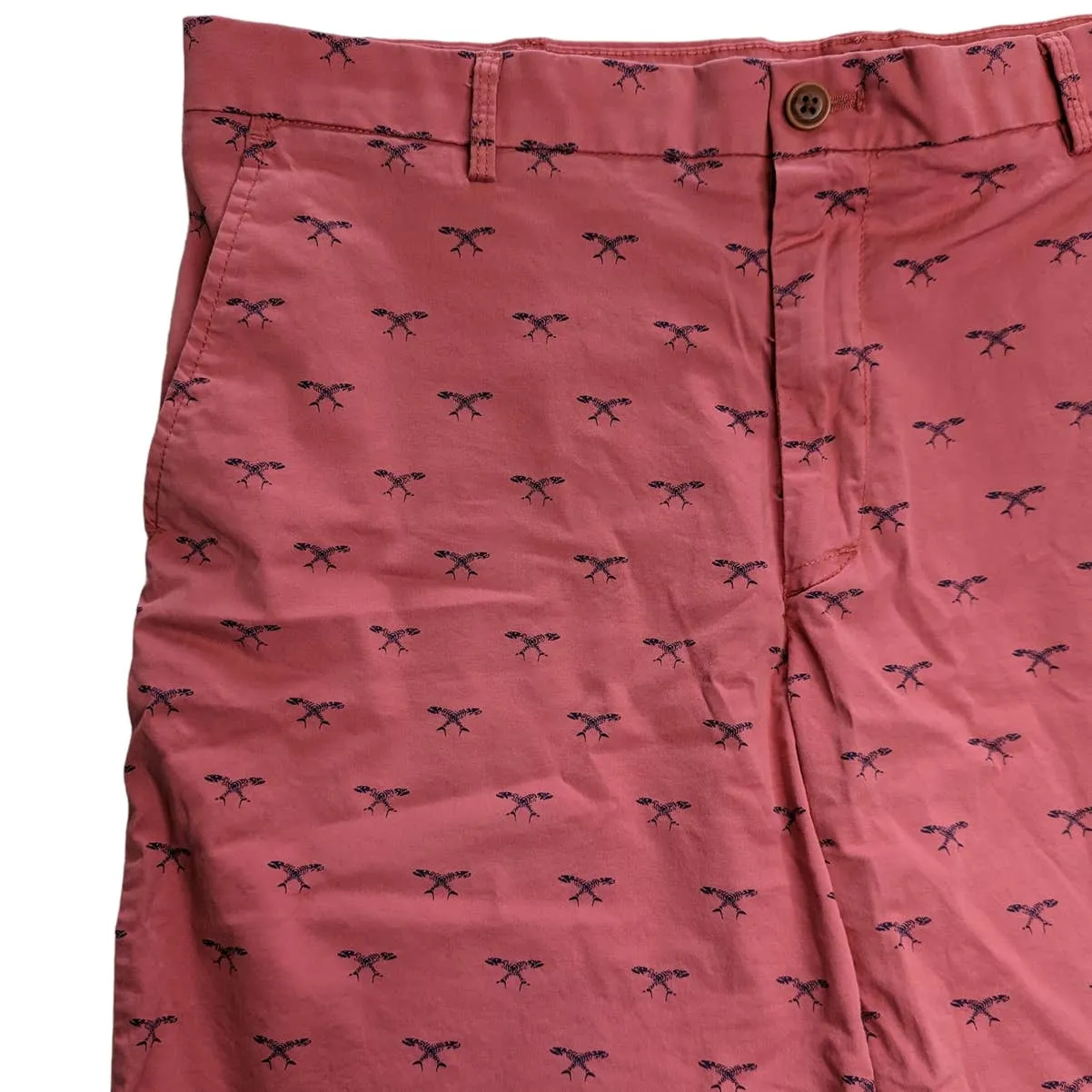 IZOD Saltwater Stretch Salmon Pink Chino Shorts Fish Bones 38 Golf Beach Casual