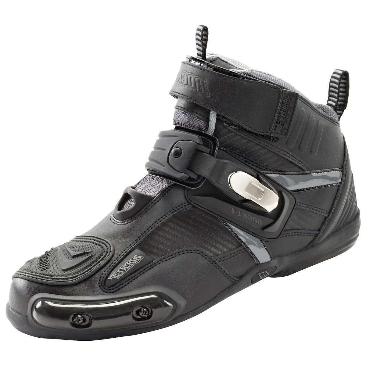 Joe Rocket 'Atomic' Mens Black/Grey Leather Motorcycle Boots