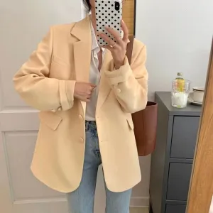 Joskaa New Autumn Winter Women's Blazers Pockets Formal Jackets Vintage Fashionable Office Lady Elegant Oversize Wild Tops JK21108