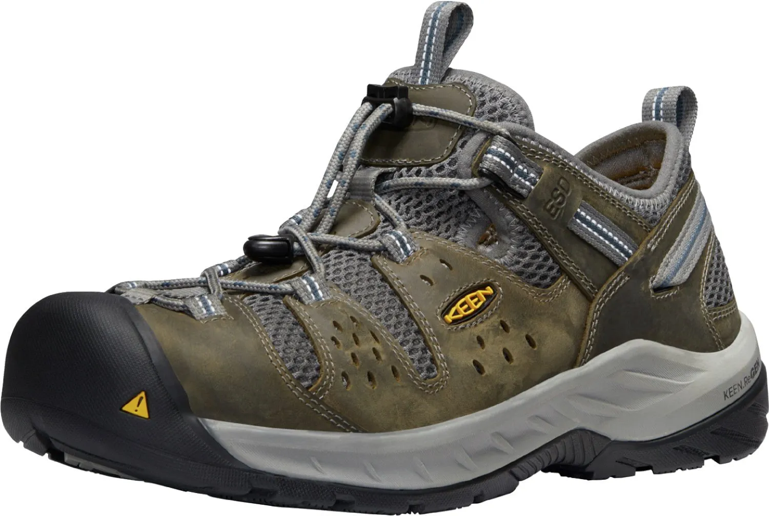 Keen Utility Mens Atlanta Cool II ESD Gargoyle/Midnight Navy Leather Work Shoes