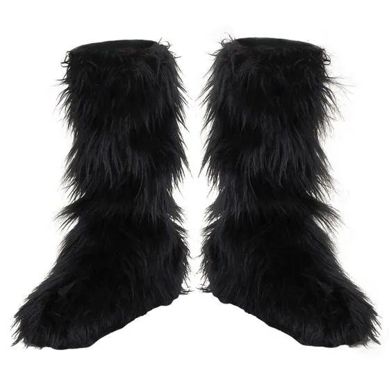 Kids Black Furry Boot Covers