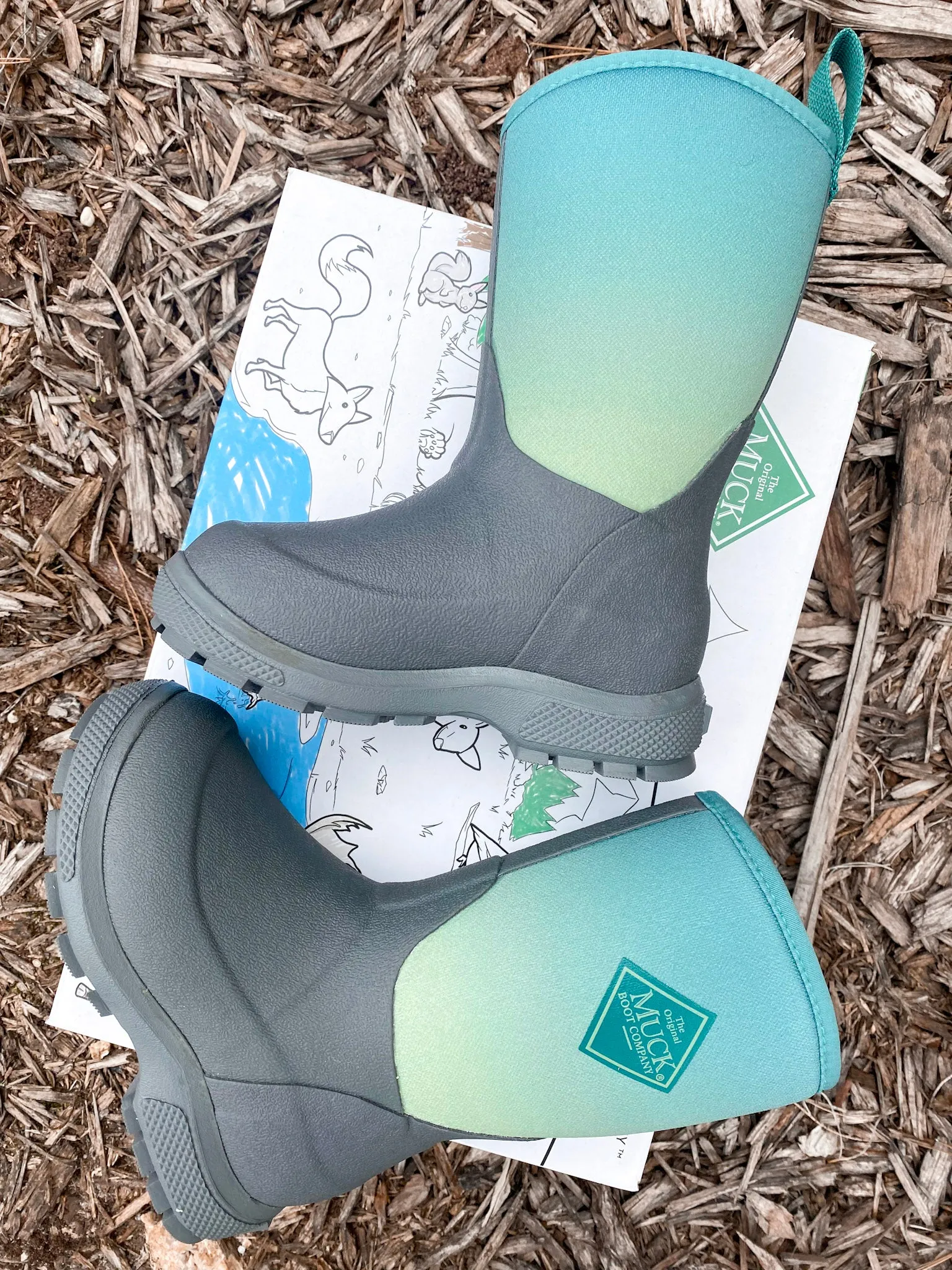 KID'S ELEMENT GRAY & TEAL FADE MUCK BOOTS