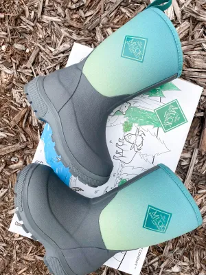 KID'S ELEMENT GRAY & TEAL FADE MUCK BOOTS