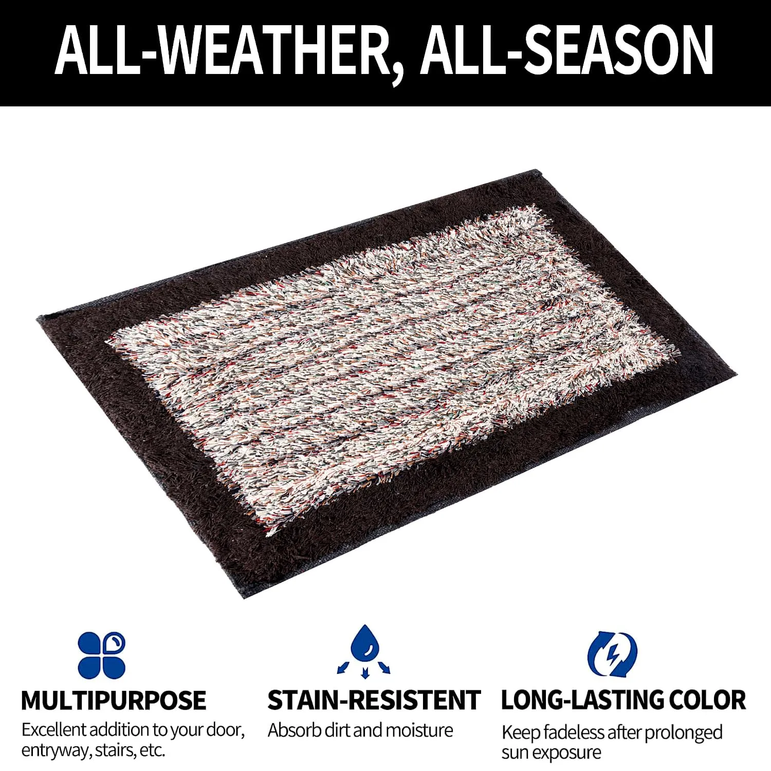 Kuber Industries Door Mat | Dust Trapper Mat | Door Entrance Mat | Anti-Skid Door Mat | Floor Mat for Home Entrance | Cotton Border Door Mat | Entryway Door Mat | Pack of 2 | Multi