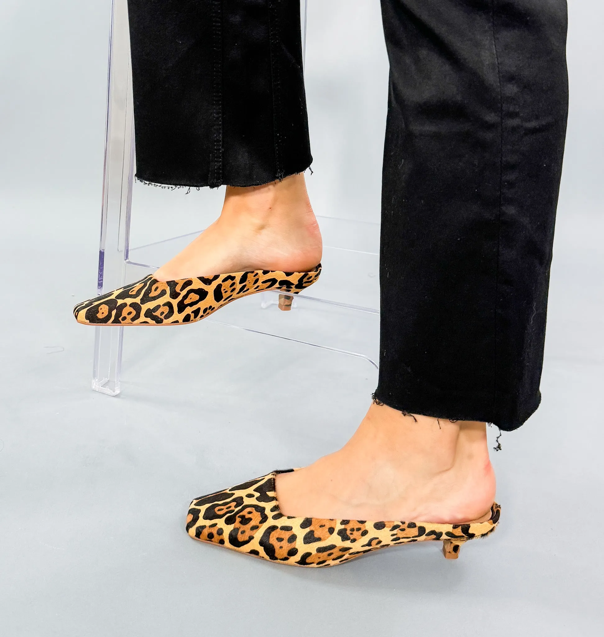 Leopard Kitten Heel Slides