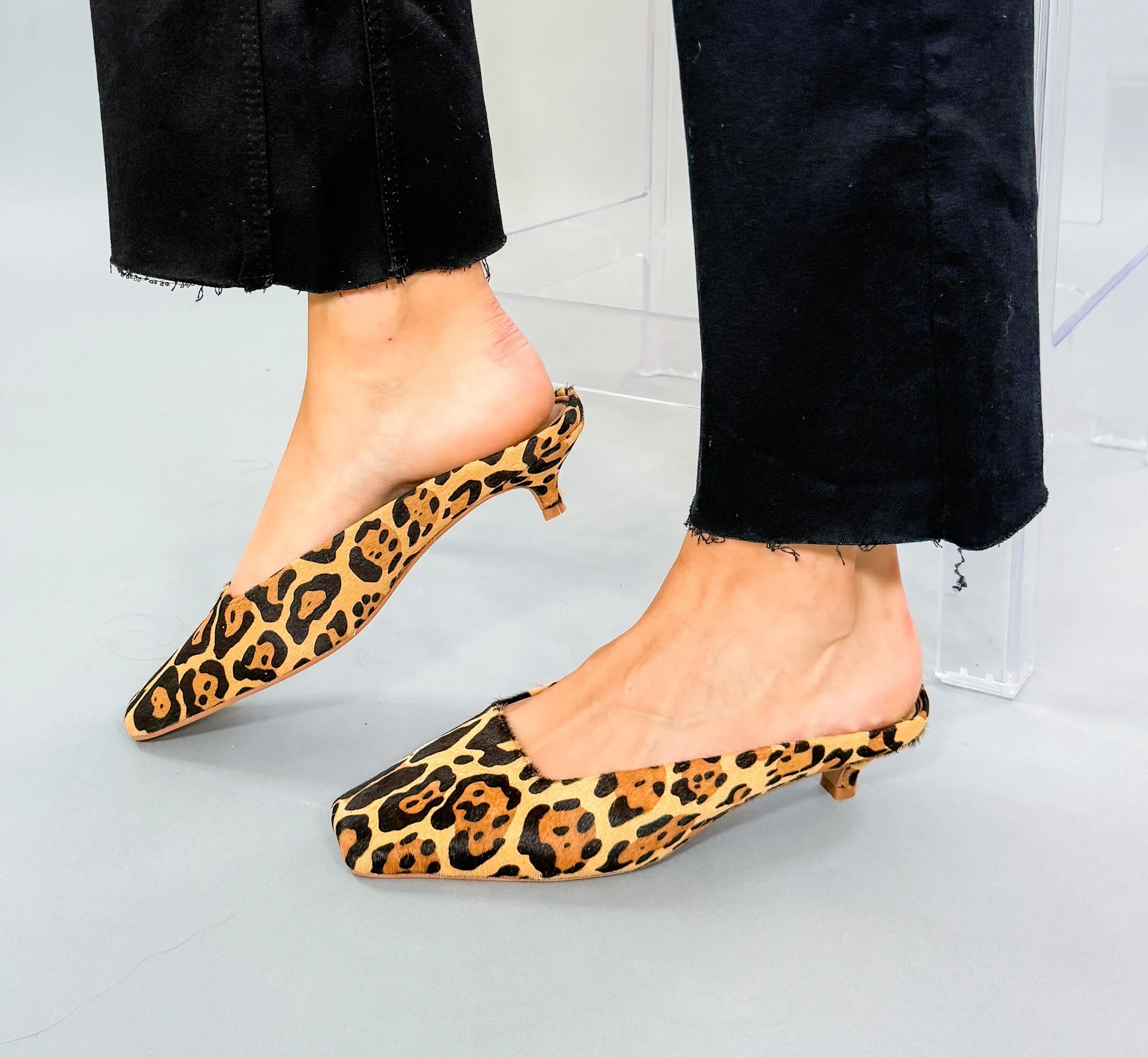 Leopard Kitten Heel Slides