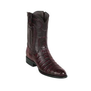 Los Altos Men's Roper Caiman Belly Cherry Genuine Black Boots