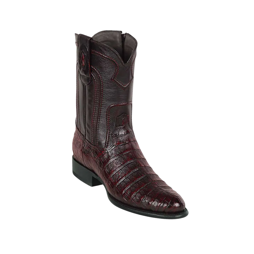 Los Altos Men's Roper Caiman Belly Cherry Genuine Black Boots