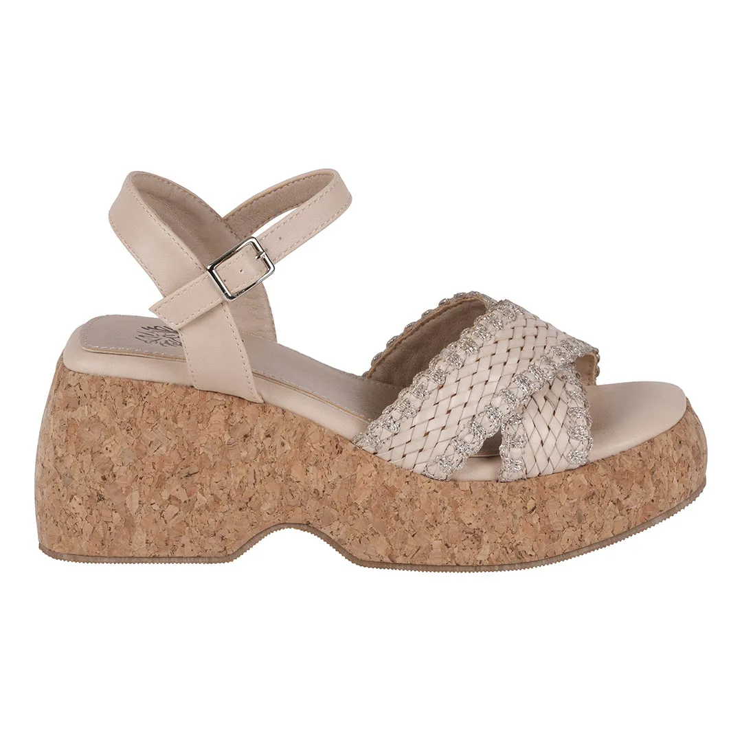 Lucy Natural Cross Strap Slingback Platform Sandals